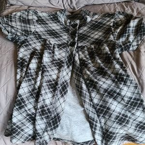 High neck short sleeve button cardigan